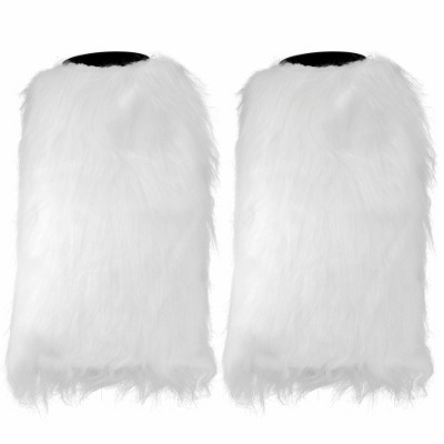 Widow Eyelet Strap Faux Fur Leg Warmers - White – Dolls Kill