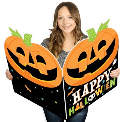 Big Dot of Happiness Jack-O'-Lantern Halloween - Kids Halloween Party Giant Greeting Card - Big Shaped Jumborific Card