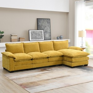 FONTOI Sofas, Reversible Sofa Couch with Side Storage Pockets, L-shaped Sofa with Double Seat Cushions, for Living Room Office, Yellow, 118"*33"*55" - 1 of 4