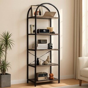 Arched Bookshelf 5 Tier,Arched Display Racks,Tall Standing Bookshelves with Metal Frame,Modern Open Storage Shelf Display Rack for Living Room, Home - 1 of 4