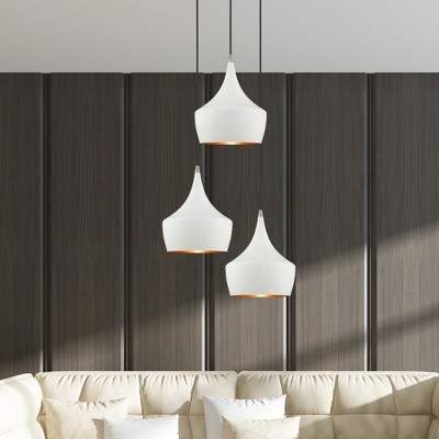 Waldorf Mini White Aluminum Pendant with Gold Lining