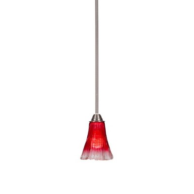 Toltec Lighting Paramount 1 - Light Pendant in  Brushed Nickel with 5.5" Fluted Raspberry Crystal Shade