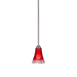 Toltec Lighting Paramount 1 - Light Pendant in  Brushed Nickel with 5.5" Fluted Raspberry Crystal Shade - 1 of 1