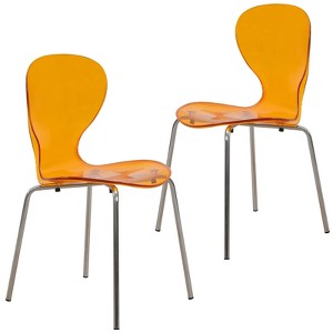 LeisureMod Oyster Modern Transparent Acrylic Dining Side Chair, Set of 2 - 1 of 4