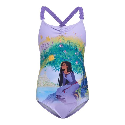 Disney Wish Asha Star Toddler Girls UPF 50+ One Piece Bathing Suit Purple /  Blue 2T