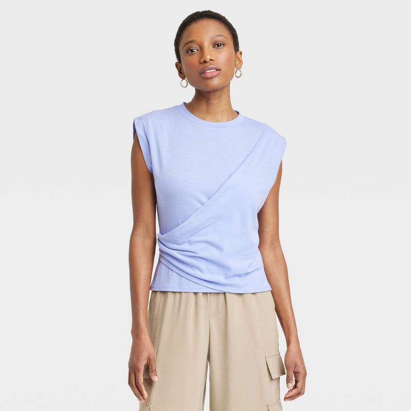  Women's Slim Fit Drape Wrap T-Shirt - A New Day™, 1 of 7