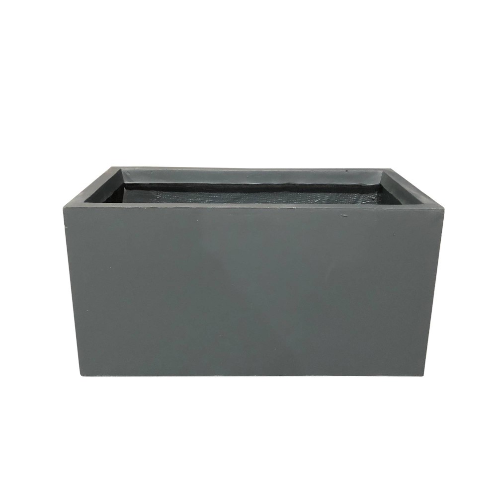 12" x 23" Kante Lightweight Modern Rectangular Outdoor Planter Charcoal - Rosemead Home & Garden, Inc