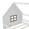 CAVINAS Full Size Floor Bed House-Shaped Modern Wooden Bed Frame with Light, Guardrail and Headboard for Bedroom - 4 of 4