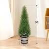 Hykolity Artificial Cedar Topiary Tree, 3FT 4FT with Barrel Planter, Faux Pine Shrubs Plant, Outdoor Indoor Home Decor Realistic Fake Plants, 2-Pack - 3 of 4