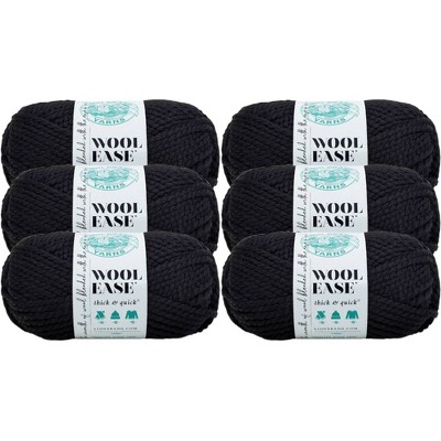 6pk Wool-Ease Thick & Quick Yarn Black - Lion Brand Yarn