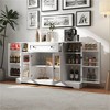 SKRAN Set of 4 Buffet Cabinet Set with Storage, Sideboard Buffet with Doors, Wood Storage Cabinet with Drawer and Adjustable Shelf for Kitchen, White - 2 of 4