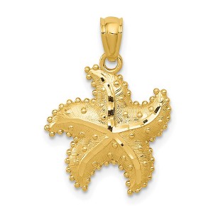 Black Bow Jewelry 14k Yellow Gold 15mm Diamond Cut and Textured Starfish Pendant - 1 of 4