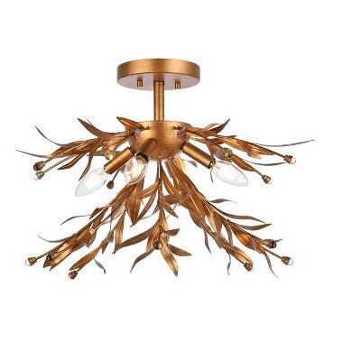 Elegant Lighting Priscilla 18.5 inch flush mount in gold leaf