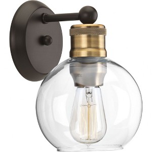 Progress Lighting Hansford 1-Light Bath & Vanity Fixture, Antique Bronze, Clear Spherical Shade - 1 of 4
