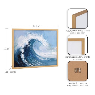 Gold Framed Abstract Coastal Ocean Wave Print, 16 x 12