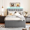 Whisen Twin Size Teddy Fleece Platform Bed with Upholstered, Pull-Out Trundle and Plush Fabric, Easy Assembly - 2 of 4