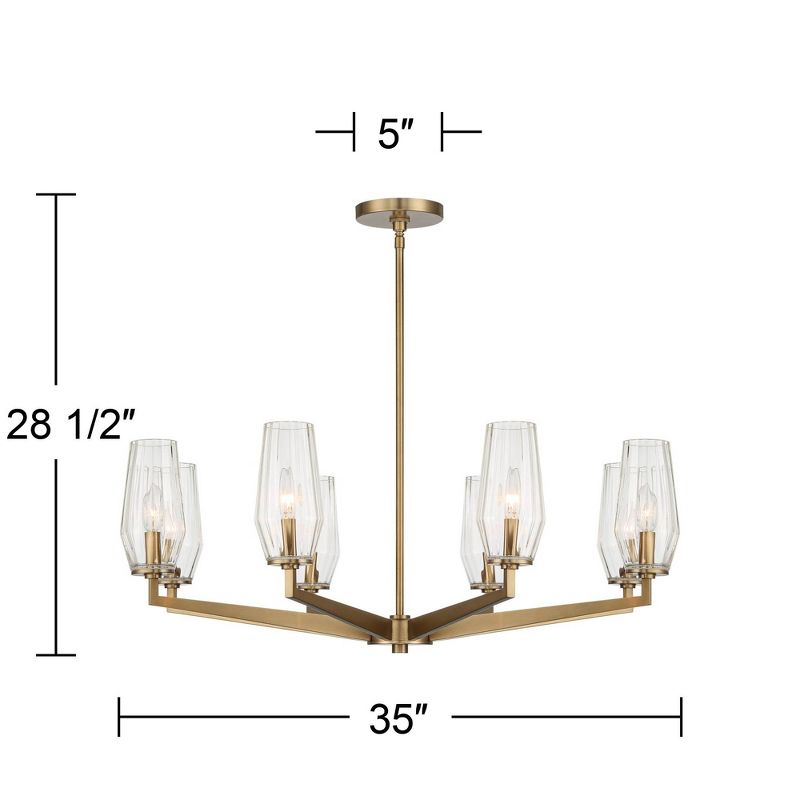Possini Euro Design Byzantium Warm Gold Chandelier 35" Wide Modern Clear Glass Shade 8-Light Fixture for Dining Room Foyer Kitchen Island Entryway, 4 of 8