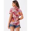 Allegra K Women's Hawaiian Floral Leaves Printed Short Sleeve Button Down Vintage Shirt - 4 of 4
