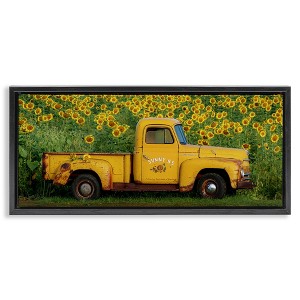 Stupell Industries Yellow Pickup in Sunflower Field Floating Frame Canvas Art - 1 of 4
