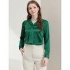 Allegra K Women's Satin Tie Neck Long Sleeve Solid Color Elegant Office Shirt - 2 of 4