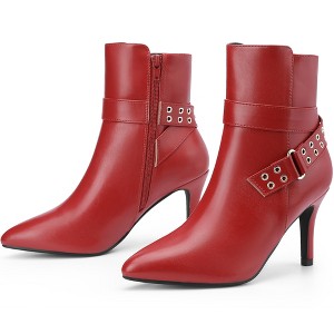 BLISSFUL STEP Pointed Toe with Buckle Dressy Stiletto Heel Ankle Boots for Women - 1 of 4