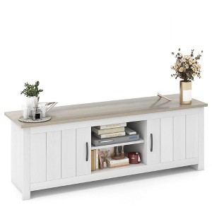 Tangkula Farmhouse TV Stand for TVs up to 65" Media Console Center w/ Doors Cubbies - 1 of 4