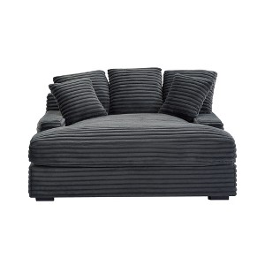 Dolonm Modern Double Sleeper Sofa Comfortable Cloud Couch Soft Fluffy Corduroy Upholstery with Square Armrests - 1 of 4