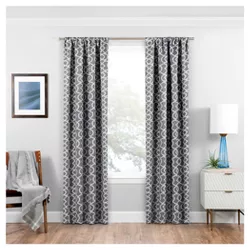 95"x37" Isante Trellis Thermaweave Blackout Curtain Panel Gray - Eclipse