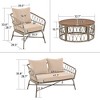 4pcs Outdoor Seating Group, Patio Conversation Set With Removable Cushions, Wood Tabletop, Beige -ModernLuxe - 3 of 4