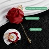 Unique Bargains Wedding Groom Suit Ribbon Rose Flower Lapel Pin with Gold Leaf 1 Pc - 2 of 4
