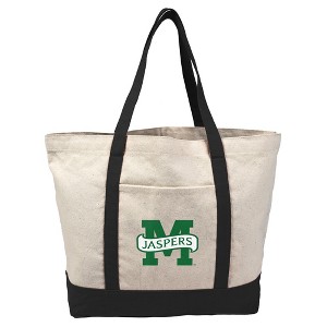 Manhattan College Primary Logo Canvas Tote Bag With External Pocket, Reusable Shoulder Bag for Shopping, School, Beach - 1 of 4