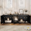 Cat Litter Box Enclosure with Double Room, Modern Hidden Litter Box Cabinet Cat Washroom Furniture for 2 Cats - 3 of 4