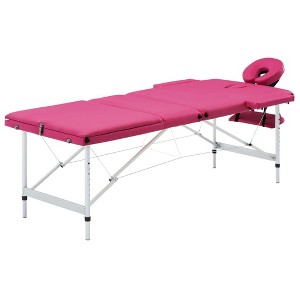 vidaXL Foldable Massage Table 3 Zones Aluminum Pink - 1 of 4