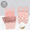 Big Dot of Happiness Pink Checkered Party - Square Favor Gift Boxes - Bow Boxes - Set of 12 - 3 of 4