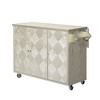 YOOCOZZ Ash Veneer Handwoven Rolling Kitchen Island & Dining Cart with Drop Leaf and Ample Storage Space - 2 of 4