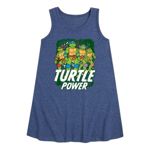 - Teenage Mutant Ninja Turtles - Leo and Brothers Turtle Power Graphic Sleeveless Aline Dress - 1 of 3