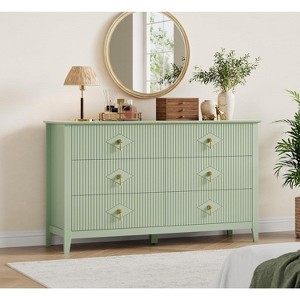 Acekool 54" 6-Drawer Fluted Dresser, Modern Storage Chest, Closet or Hallway - 1 of 4