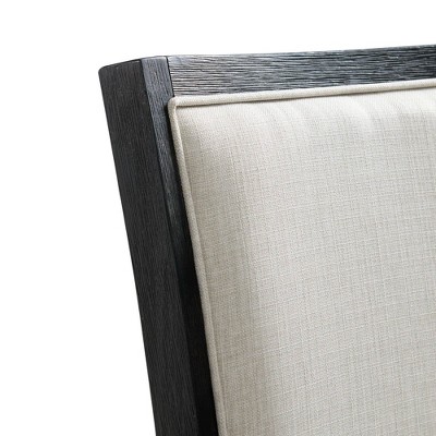 Transitional Cream and Black Upholstered Side Chair with Wooden Slats