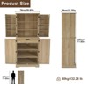 72'' Pantry Cabinet with Doors, Freestanding Tall Rattan Cabinet with 8 Door Shelves, Large Drawer - 2 of 4