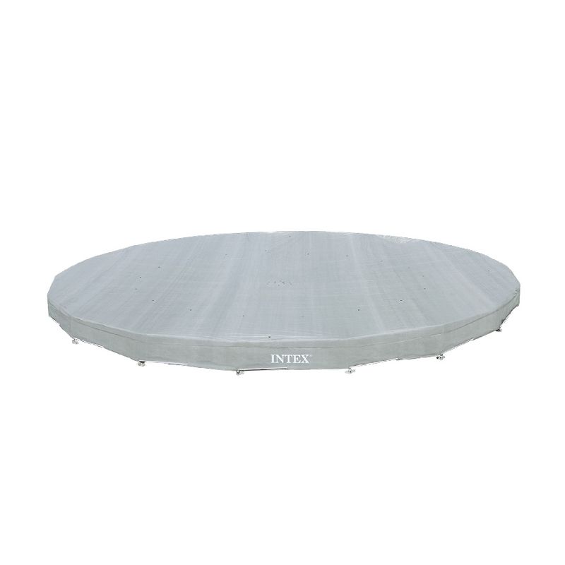 Intex 28041E UV Resistant Deluxe Debris Pool Cover for 18-Foot Intex Ultra Frame Round Above Ground Swimming Pools with Drain Holes, Gray, 1 of 7