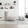 FURNIinspire Super soft lazy sofa chair with memory foam and ottoman, Fluffy bean bag chair, for living room, bedroom, Gray, 38.6*36.6*30.1 - 3 of 4