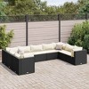 vidaXL 9 Piece Black Patio Lounge Set with Cushions - Outdoor Garden Furniture, PE Rattan & Powder-Coated Steel, Modular Design, UV-Resistant - 2 of 4