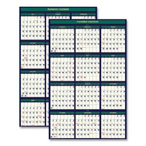 Four Season Erasable Business/Academic Recycled Wall Calendar, 24 x 37, 12-Month(July-June):2024-2025, 12-Month(Jan-Dec):2025 - 1 of 3