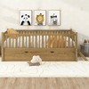 Twin Size Platform Bed, Wooden Bed Frame with Guardrail and Trundle - ModernLuxe - 2 of 4