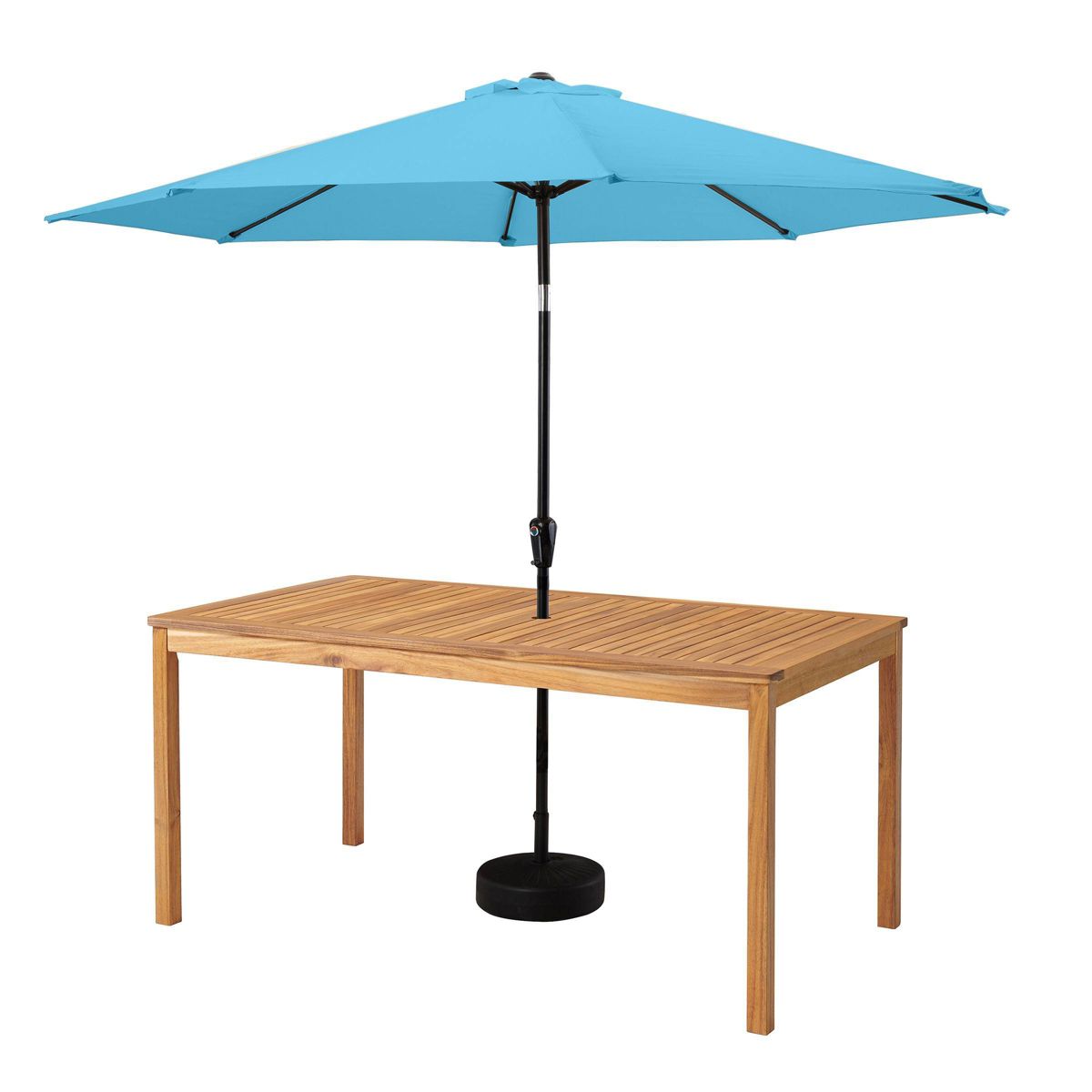 Alaterre Furniture 8pc Outdoor Patio Dining Set, Okemo Table with 10' Auto Tilt Umbrella Blue - thumbnail 4