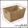 Casafield 4pk Water Hyacinth Seagrass Storage Baskets with Handles, Woven Wicker Rectangular Storage Bins for Shelves, Blankets, Laundry Organization - 4 of 4