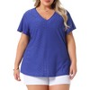 Agnes Orinda Women's Plus Size V Neck Eyelet Short Sleeve Casual Trendy Blouses - 2 of 4