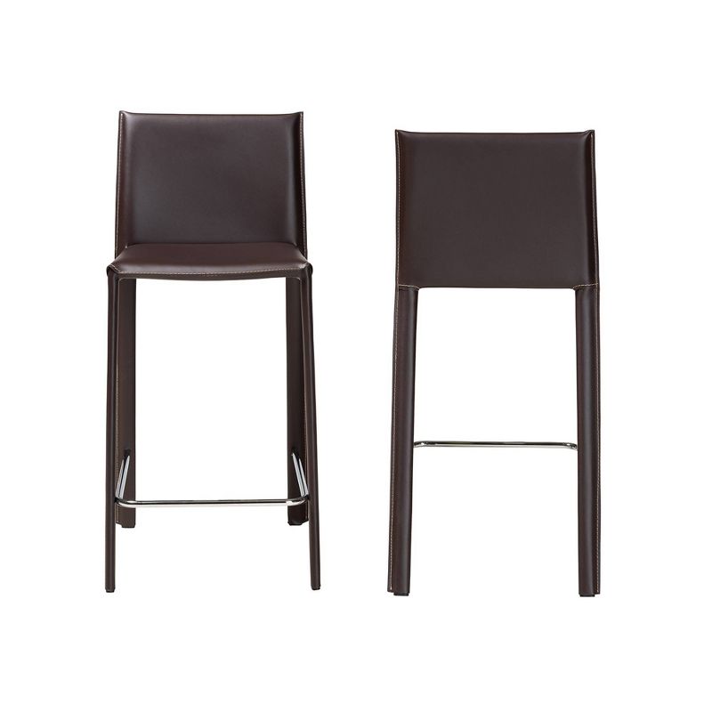 Set of 2 Crawford Leather Counter Height Stools - Baxton Studio, 4 of 10