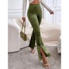 Women's Flare Velvet Corduroy Leggings Elastic High Waist Bootcut Pants Front Split Ribbed Yoga Casual Pants - 2 of 4