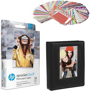 HP Sprocket 2x3" Premium Zink Sticky Back Photo Paper (50 Sheets) Starter Bundle - 1 of 4